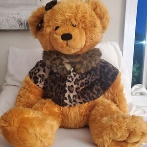 JCPENNEY HOLIDAY COLLECTION Plush Bear Empty Name 2001 Leopard Print Jacket 27"